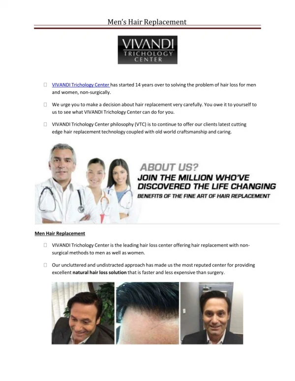 Non Surgical Hair Replacement Process Dubai