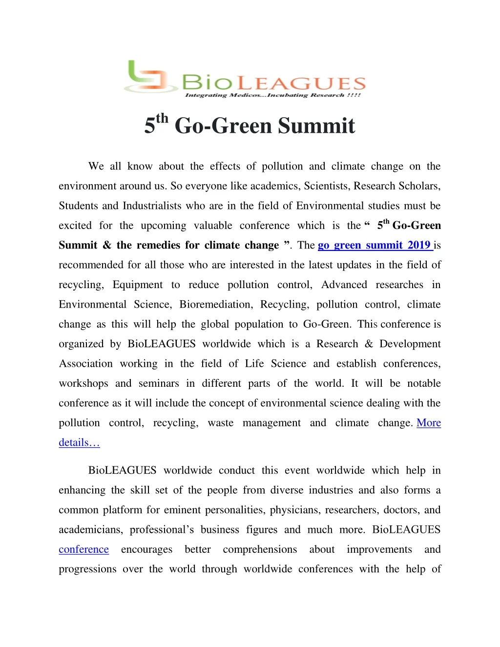 5 th go green summit
