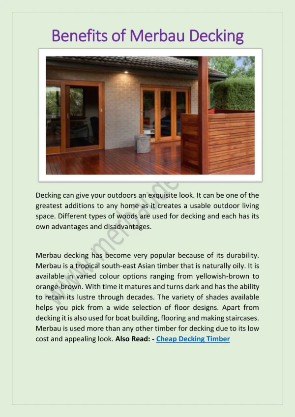 Benefits of Merbau Decking