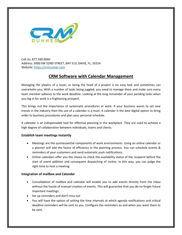 CRM Software with Calendar Management