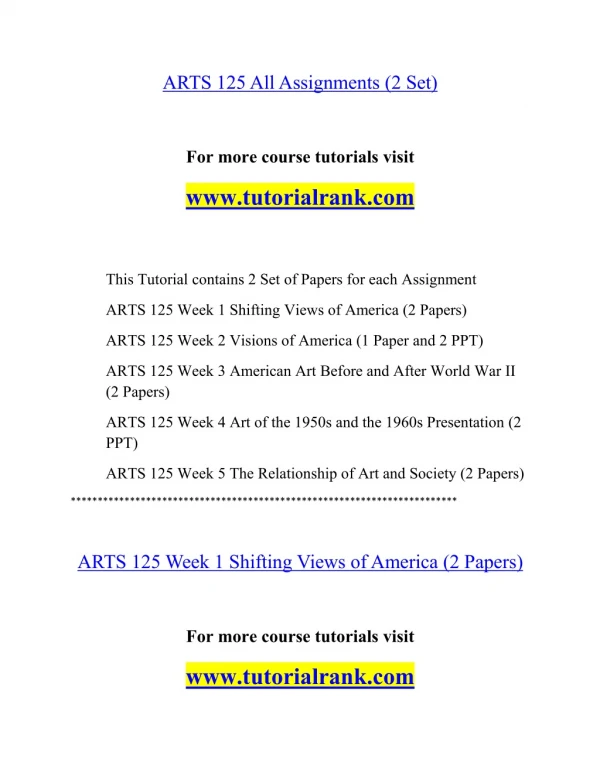 ARTS 125 Effective Communication - tutorialrank.com