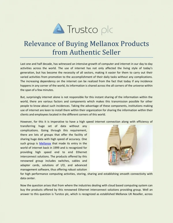 Relevance of Buying Mellanox Products from Authentic Seller