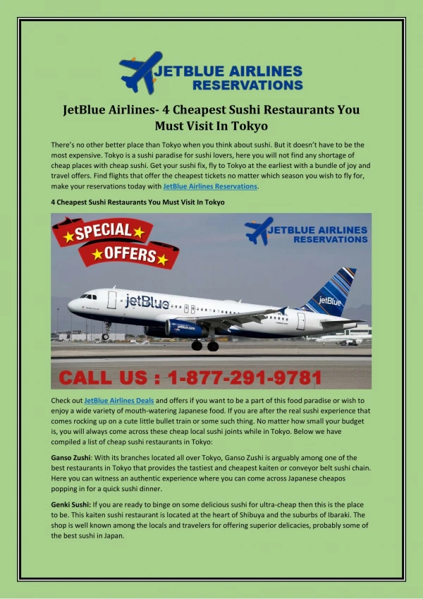 JetBlue Airlines- 4 Cheapest Sushi Restaurants You Must Visit In Tokyo