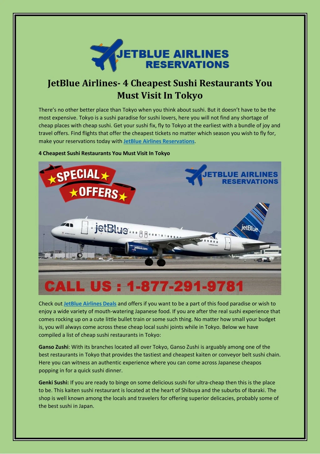 jetblue airlines 4 cheapest sushi restaurants