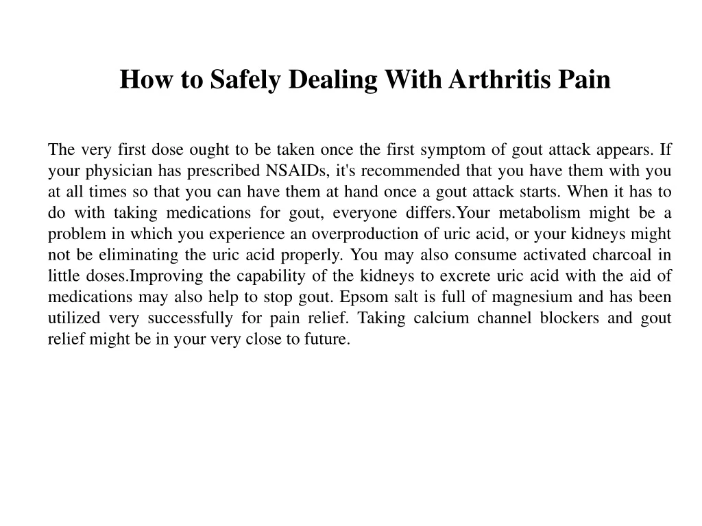 how to safely dealing with arthritis pain