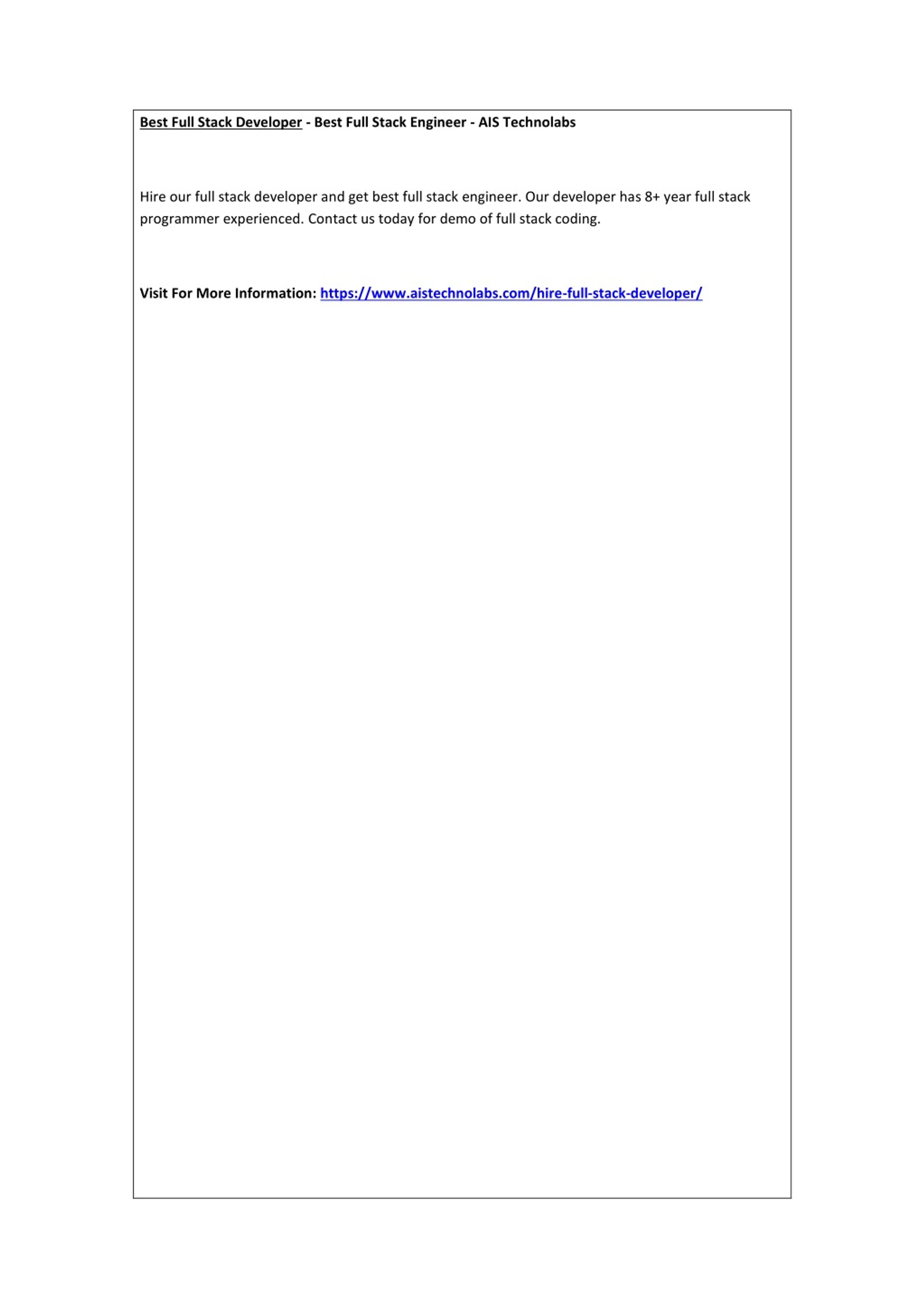 PPT - Best Full Stack Developer - Best Full Stack Engineer - AIS ...