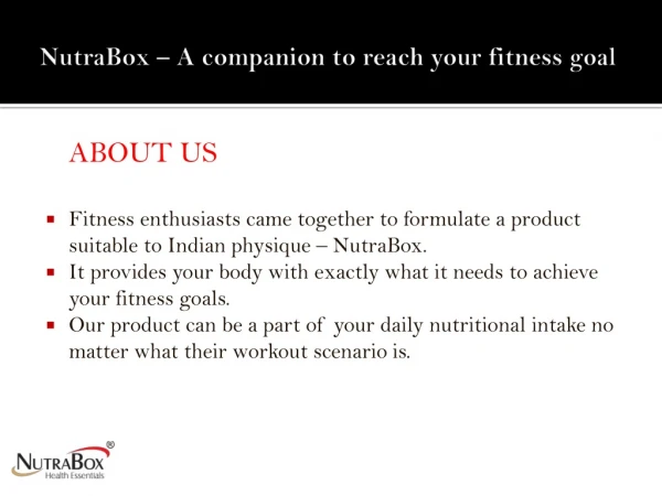 NutraBox – A companion to reach your fitness goal