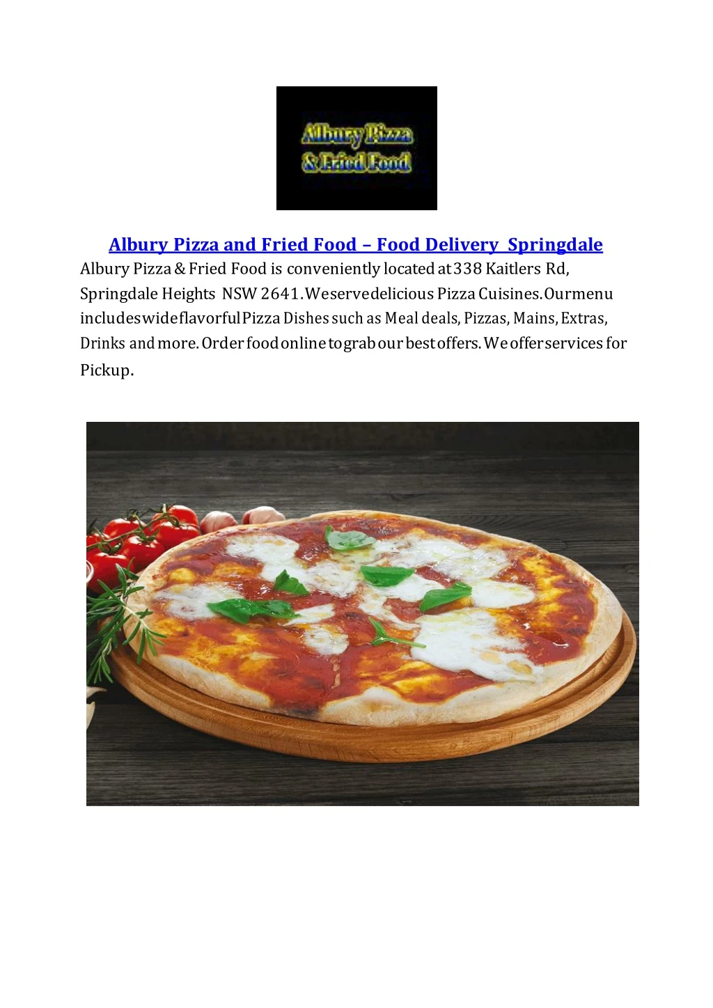 albury pizza and fried food food delivery