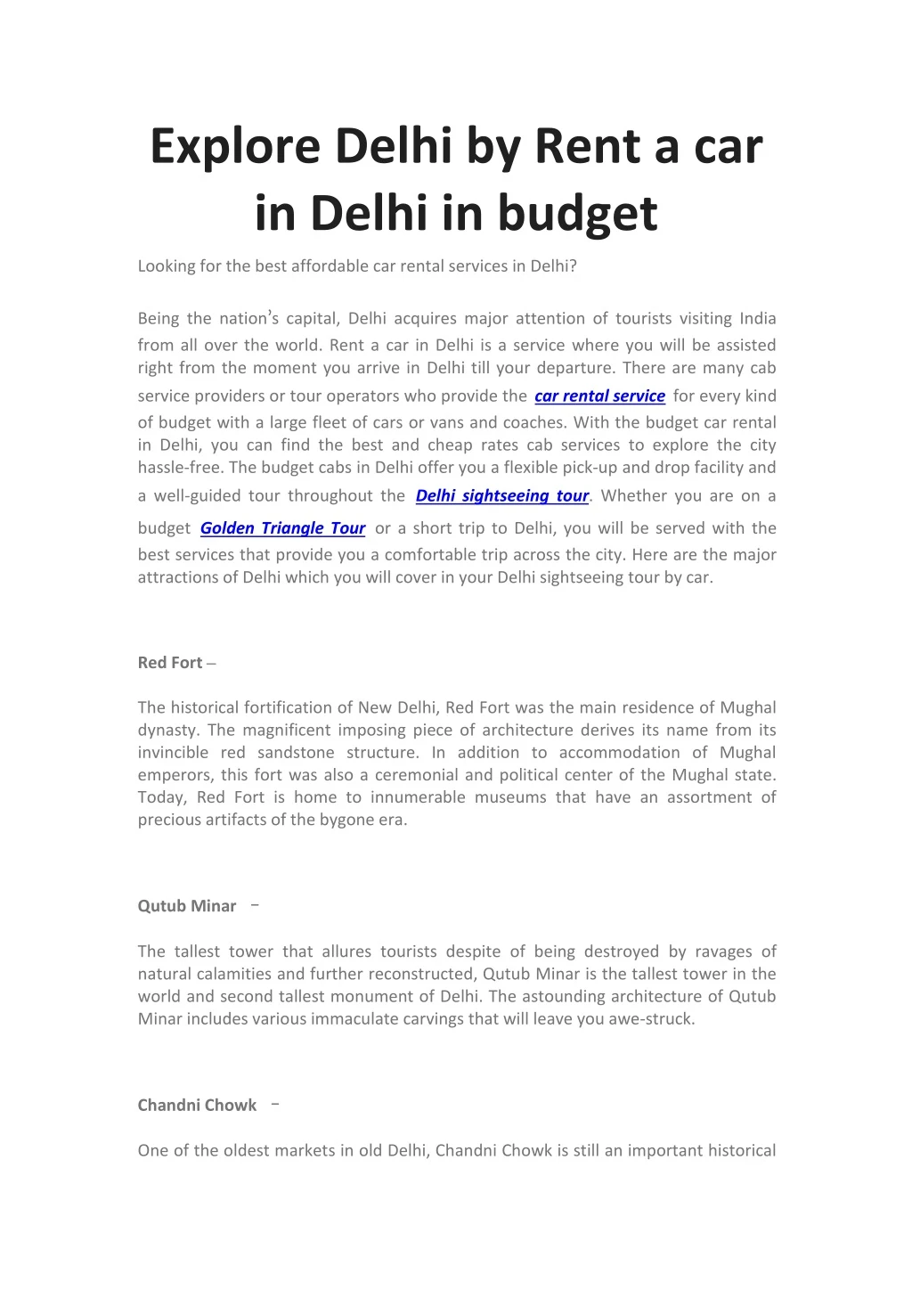 explore delhi by rent a car in delhi in budget