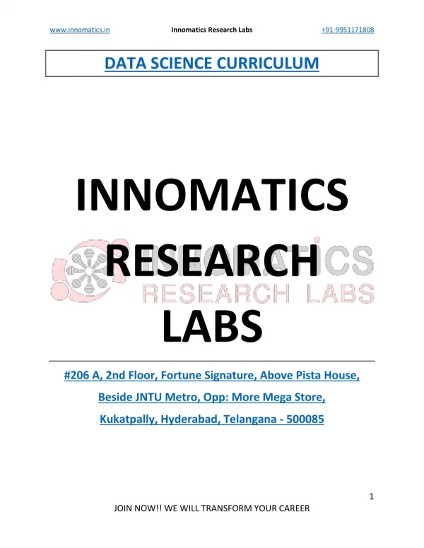 Data Science Curriculum Download Hyderabad
