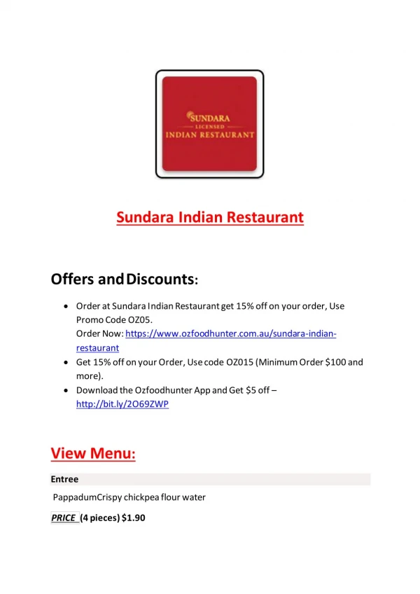 25% Off -Sundara Indian Restaurant-Minyama - Order Food Online