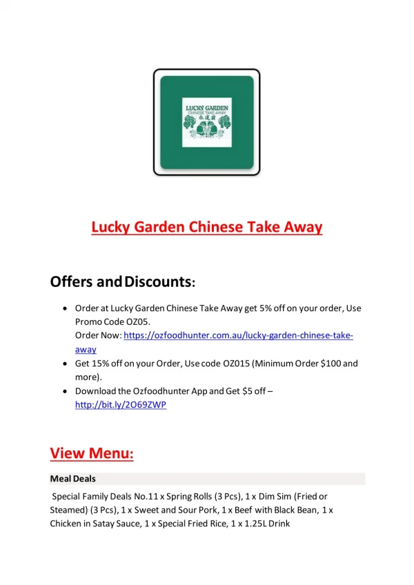 15% Off - Lucky Garden Chinese Take Away-Edwardstown - Order Food Online