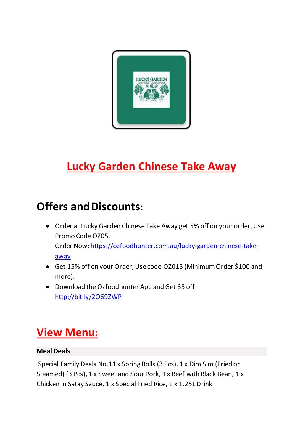 lucky garden chinese take away