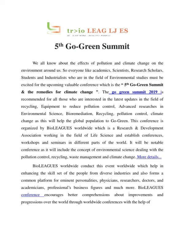 5th GOGREEN SUBMIT