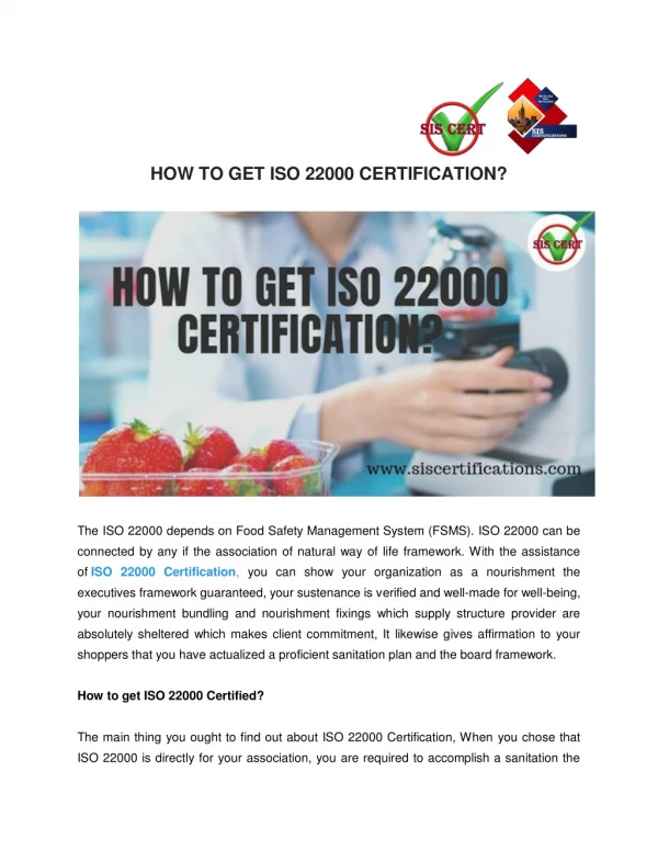 HOW TO GET ISO 22000 CERTIFICATION?