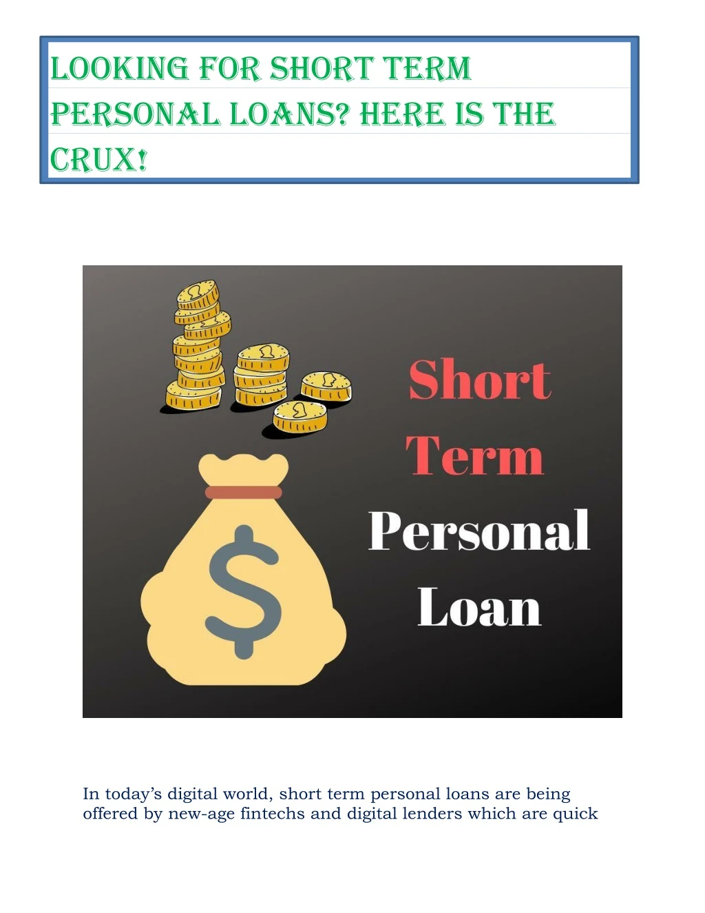 looking for short term personal loans here