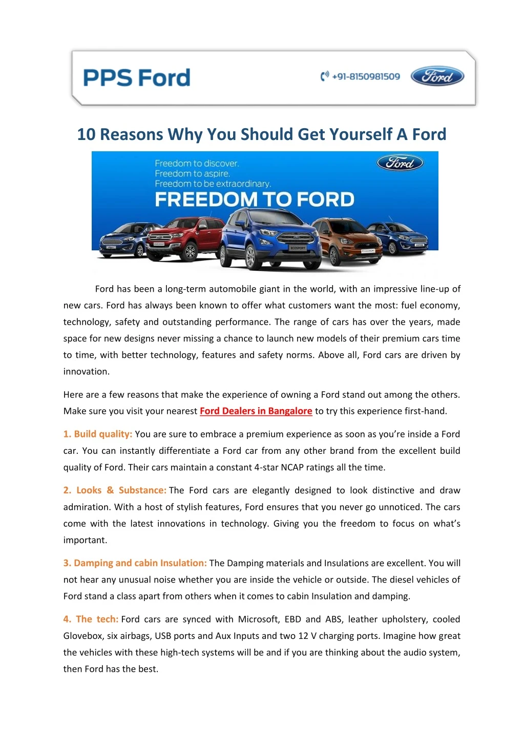 10 reasons why you should get yourself a ford