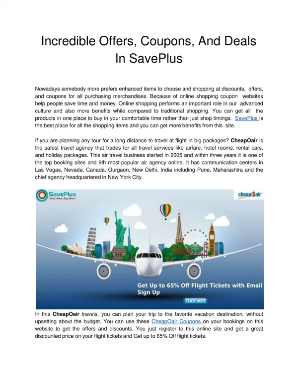 Incredible Offers, Coupons, And Deals In SavePlus