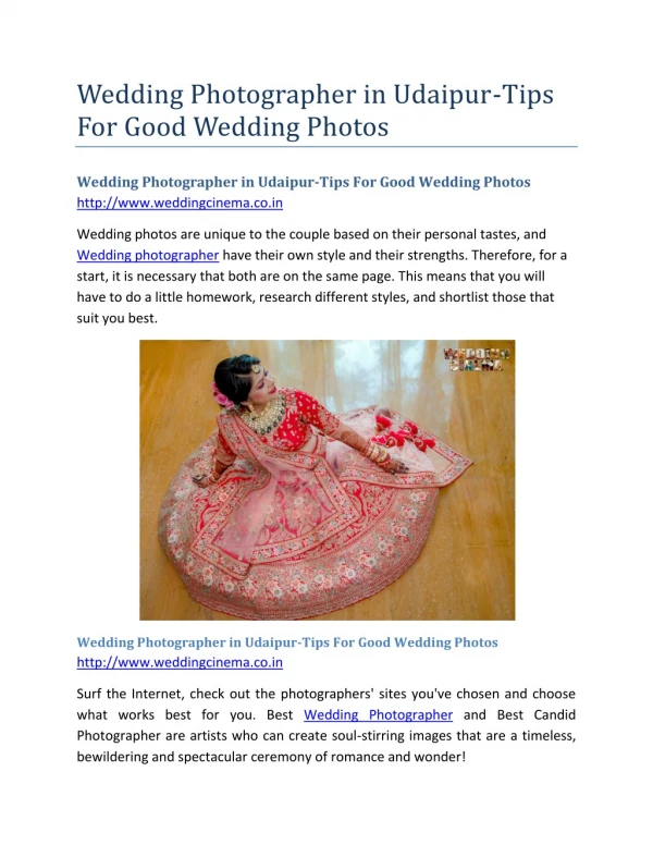Wedding Photographer in Udaipur-Tips For Good Wedding Photos