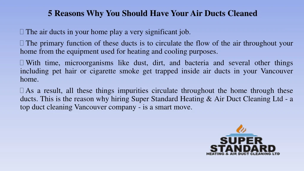5 reasons why you should have your air ducts cleaned