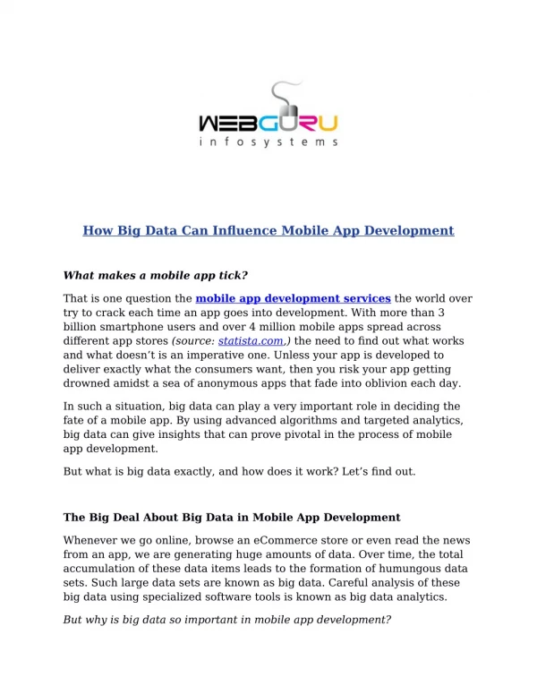 how big data can influence mobile app development