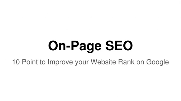 10 Point to Improve Your Website Rank on Gooogle