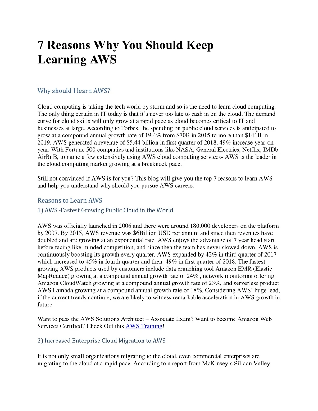7 reasons why you should keep learning aws