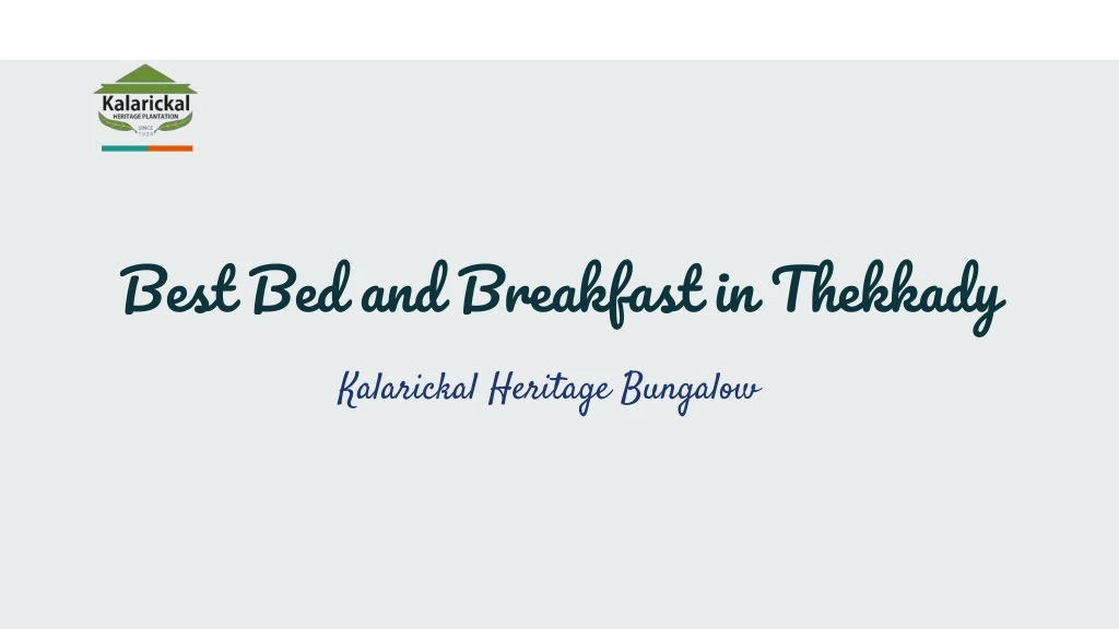 best bed and breakfast in thekkady