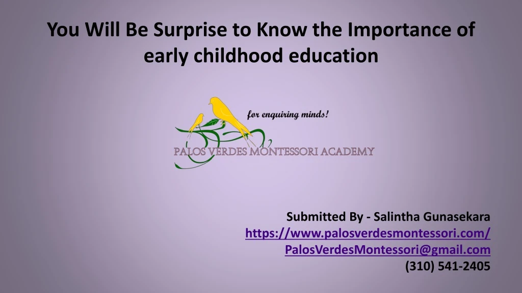 you will be surprise to know the importance of early childhood education