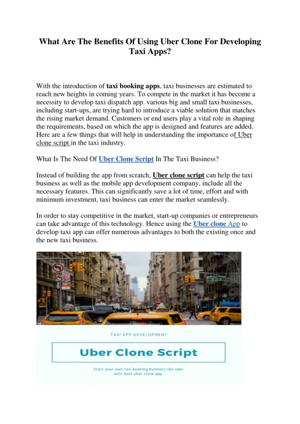 What Are The Benefits Of Using Uber Clone For Developing Taxi Apps?