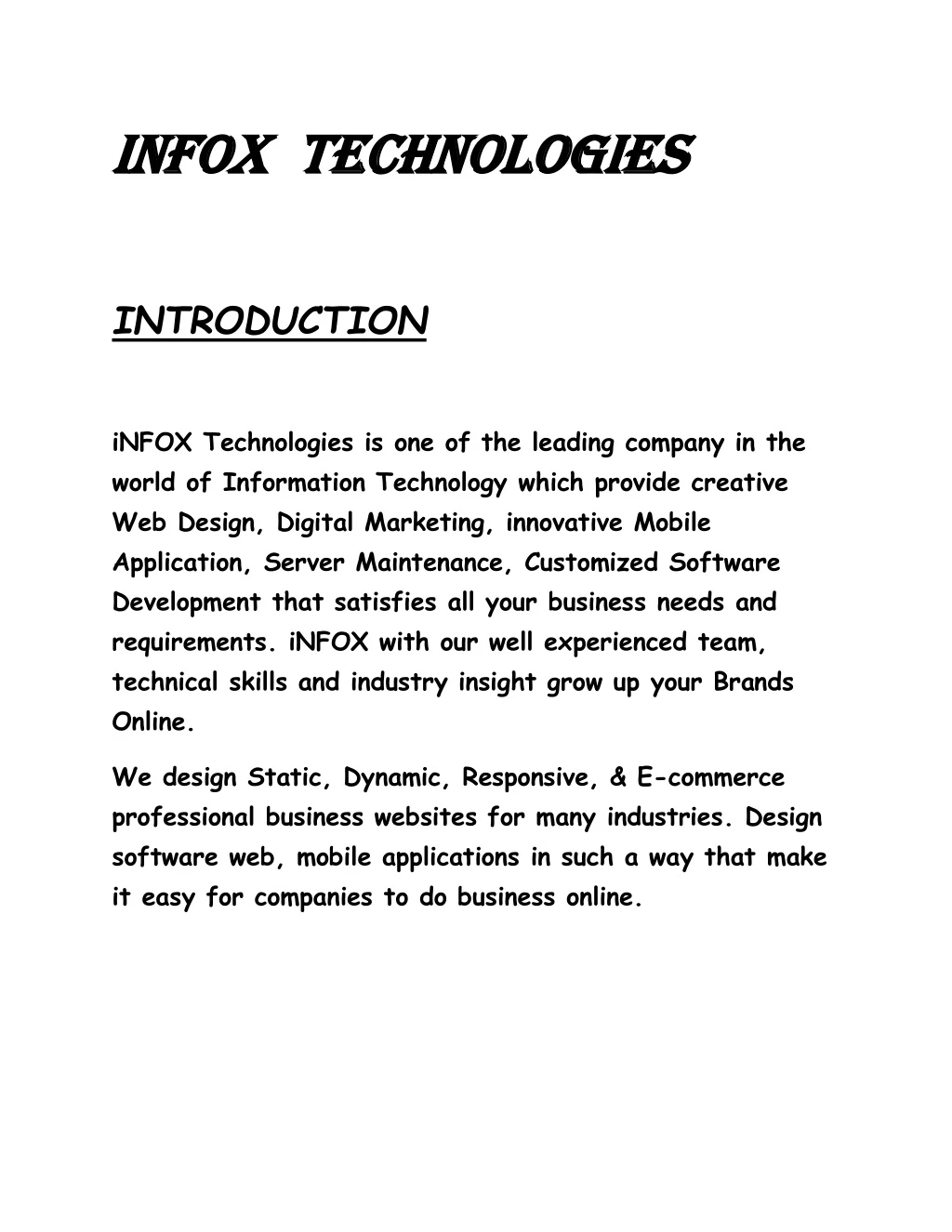 infox infox technologies technologies