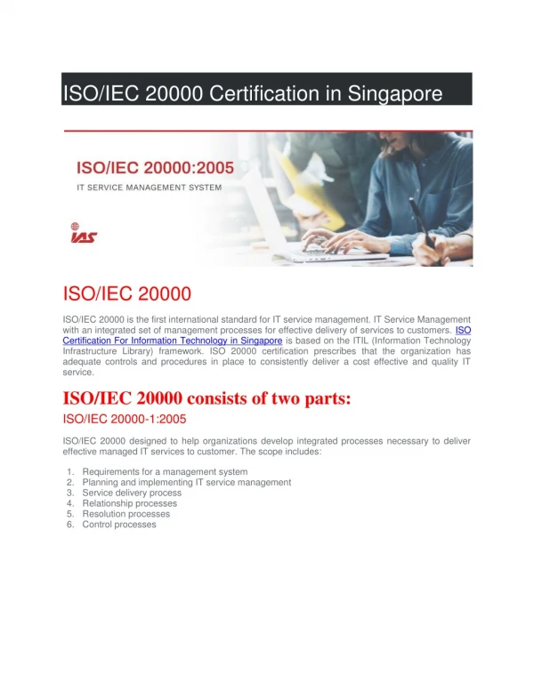 ISO Certification For Information Technology in Singapore