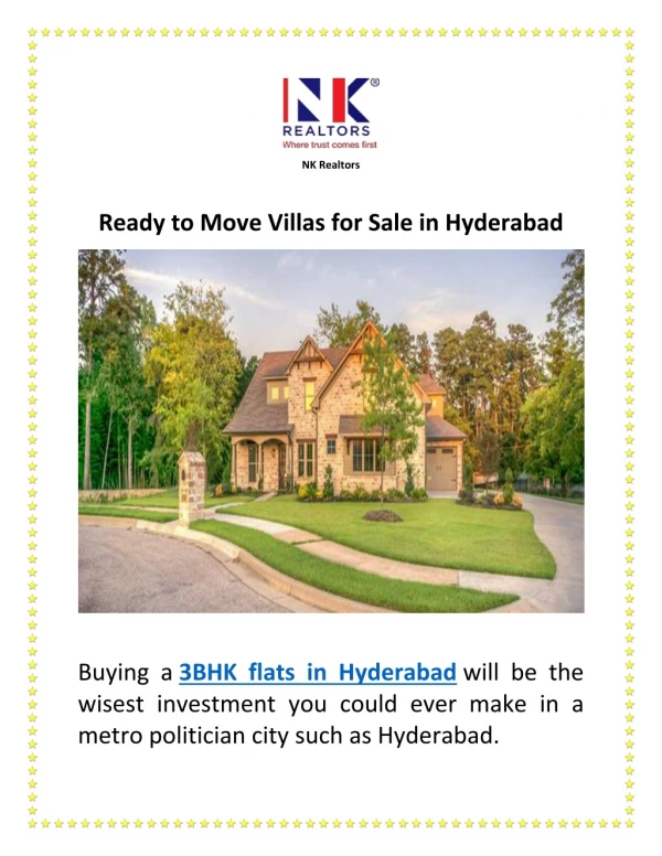Ready to Move Villas for Sale in Hyderabad