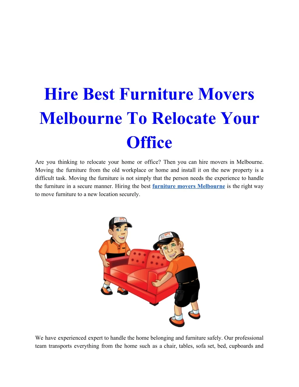 hire best furniture movers melbourne to relocate