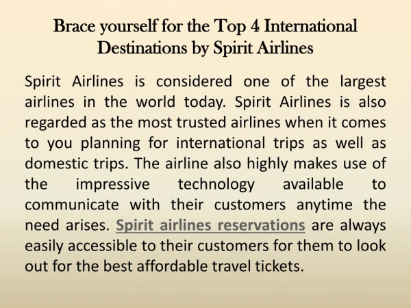 Brace yourself for the Top 4 International Destinations by Spirit Airlines