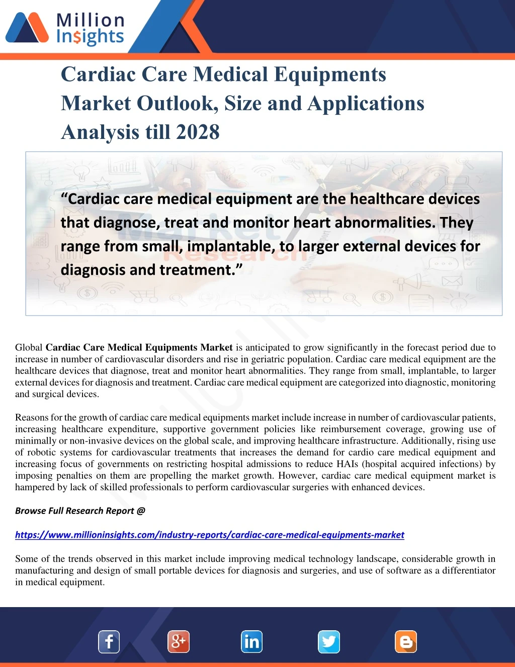 cardiac care medical equipments market outlook