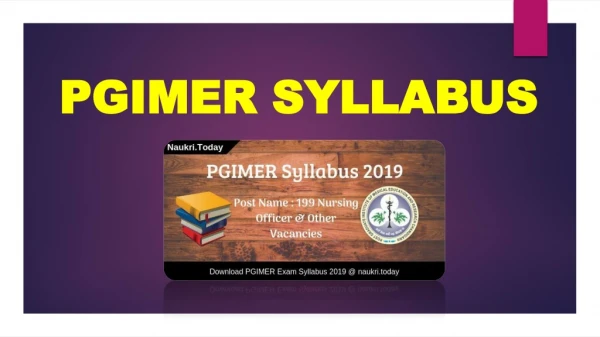 PGIMER Syllabus 2019 | PGIMER Chandigarh Group B & C Exam Pattern