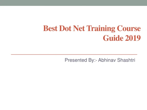 Best Dot Net Training Course Guide 2019