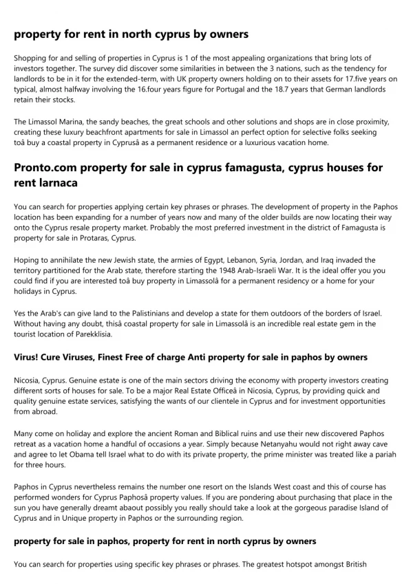 property for sale in cyprus by owners and get EU Permanent Residency