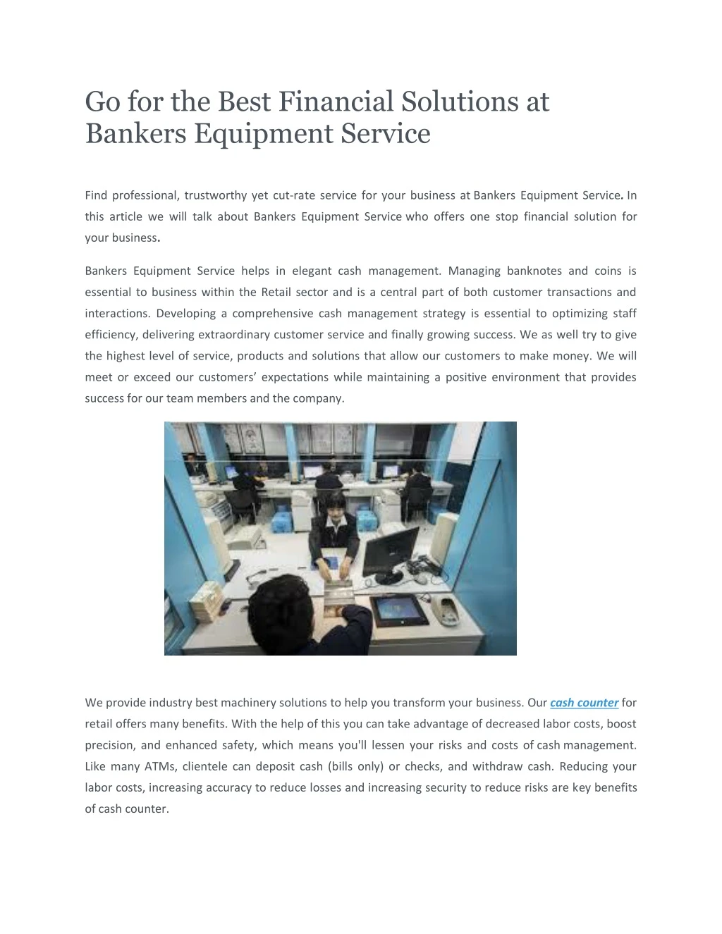 go for the best financial solutions at bankers