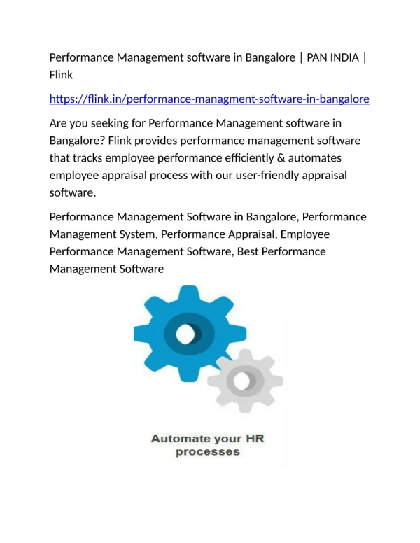 Performance Management software in Bangalore | PAN INDIA | Flink
