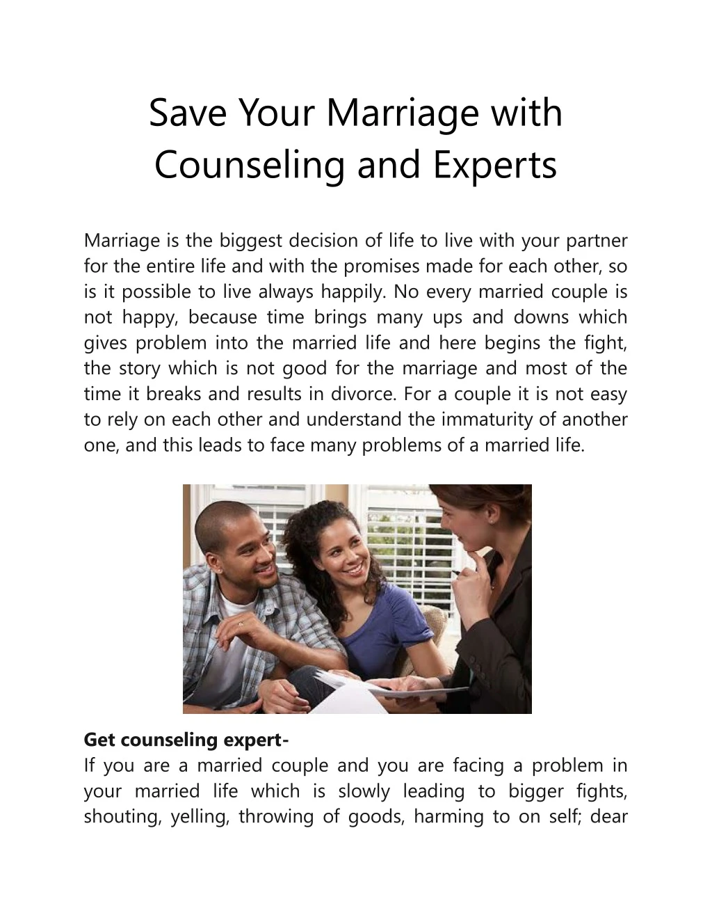 save your marriage with counseling and experts