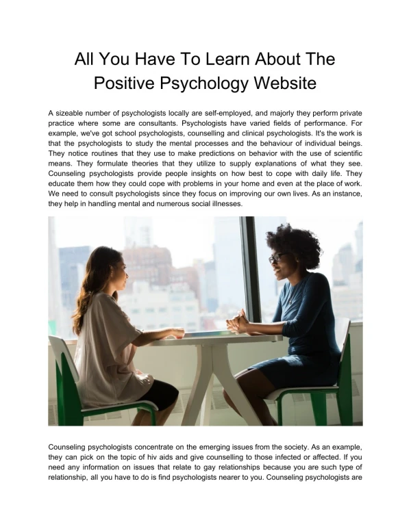 All You Have To Learn About The Positive Psychology Website