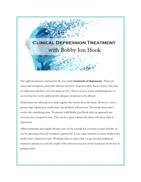 Clinical Depression Treatment with Bobby Jon Hook