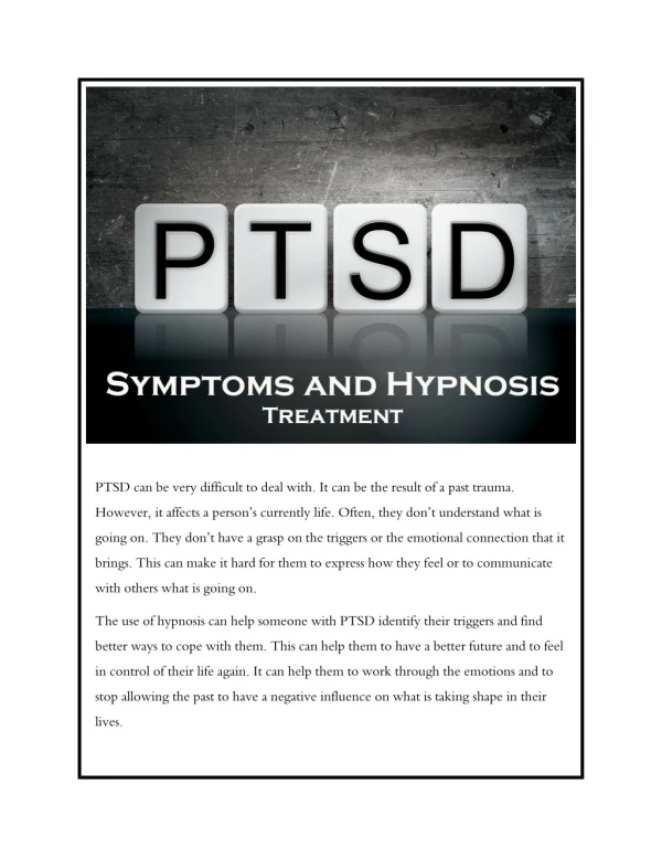 PTSD Symptoms and Hypnosis Treatment