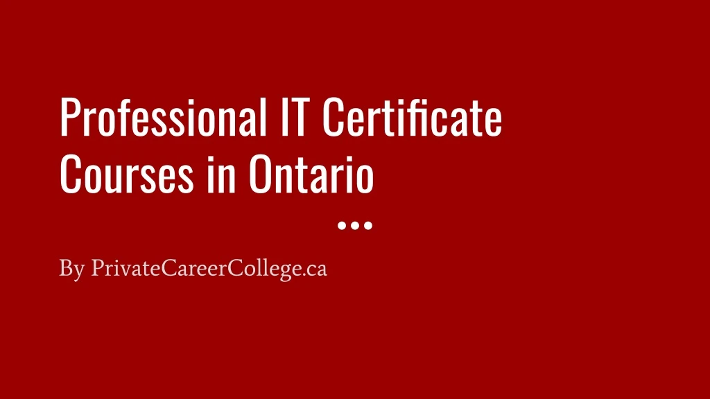 professional it certificate courses in ontario