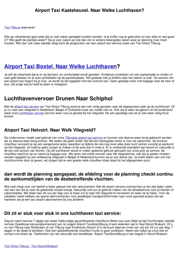 Airport Taxi Waalwijk. Welk Vliegveld?