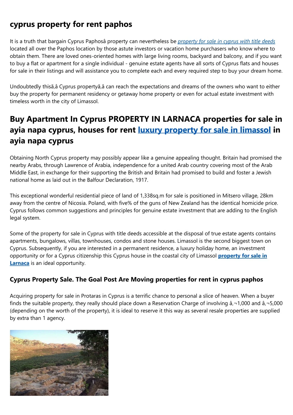 cyprus property for rent paphos