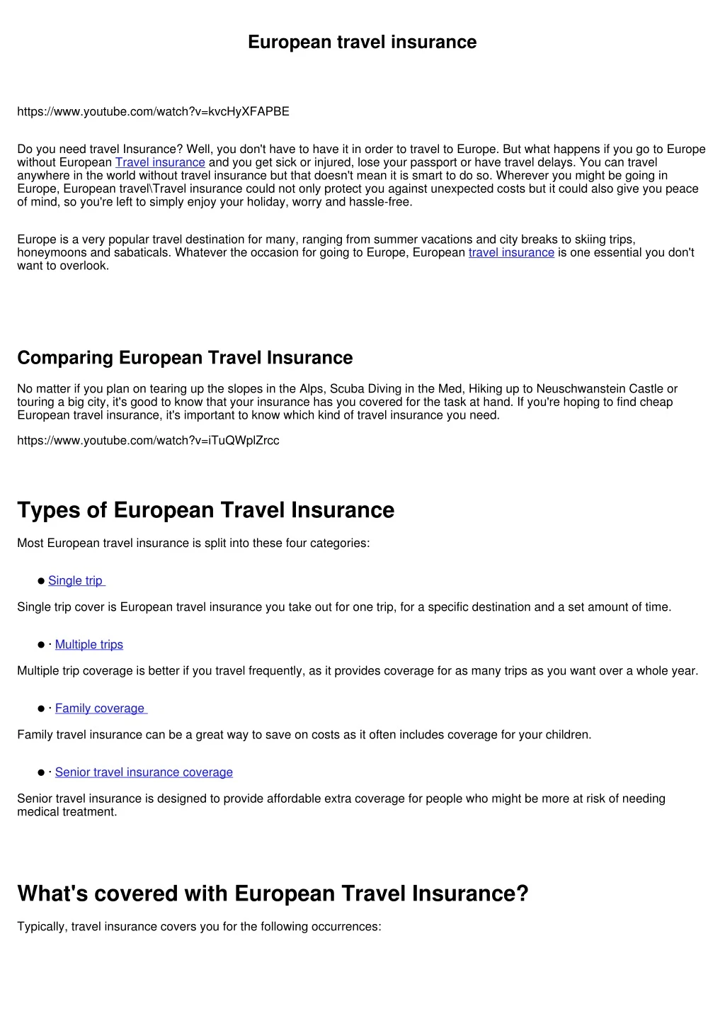 european travel insurance