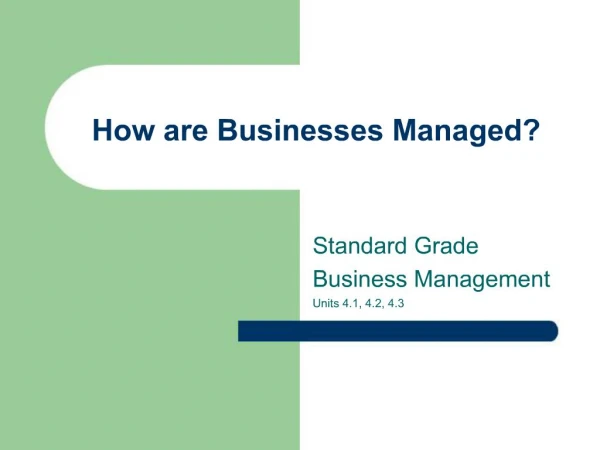 How are Businesses Managed